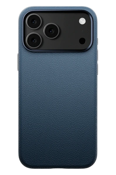 Fuchsia iPhone 17 Pro Max ile Uyumlu Wonder Deri Kablosuz Şarj Özellikli Kapak - Lacivert ürün görseli 1