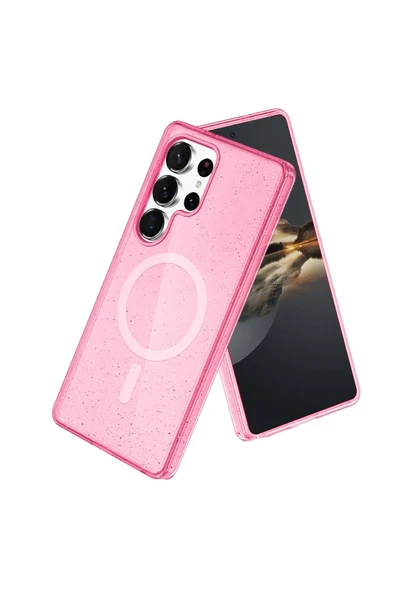 Fuchsia Samsung Galaxy S24 Ultra ile Uyumlu Kılıf Star Kablosuz Şarj Özellikli Kapak - Pembe ürün görseli 1