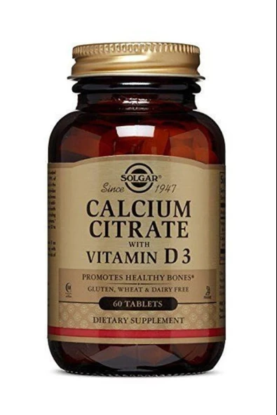 Solgar Calcium Citrate with Vitamin D3 250 mg 60 Tablet ürün görseli 1