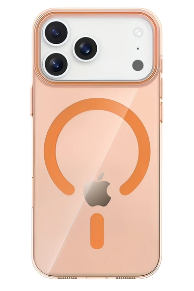 Fuchsia iPhone 17 Pro Max ile Uyumlu PC Blank Kablosuz Şarj Özellikli Kapak - Turuncu ürün görseli 1