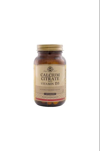Solgar Calcium Citrate with Vitamin D3 250 mg 60 Tablet ürün görseli 1