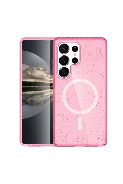 Fuchsia Samsung Galaxy S23 Ultra ile Uyumlu Kılıf Star Kablosuz Şarj Özellikli Kapak - Pembe ürün görseli 1