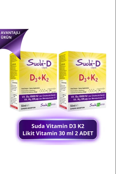 Suda Vitamin D3+K2 Sprey Damla 30 ml 2 Adet ürün görseli 1