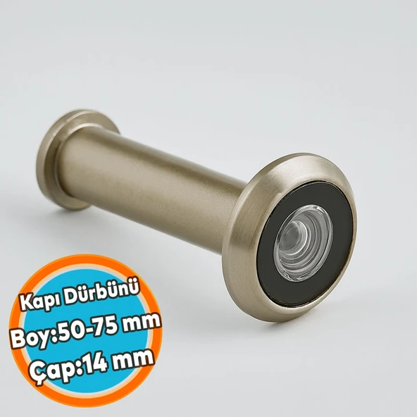 Saten Renk Kapı Dürbünü Kısa 50–75 mm Ayarlanabilir 14 mm Geniş Açılı Güvenlik Kapı Gözetleme Dürbünü ürün görseli 1