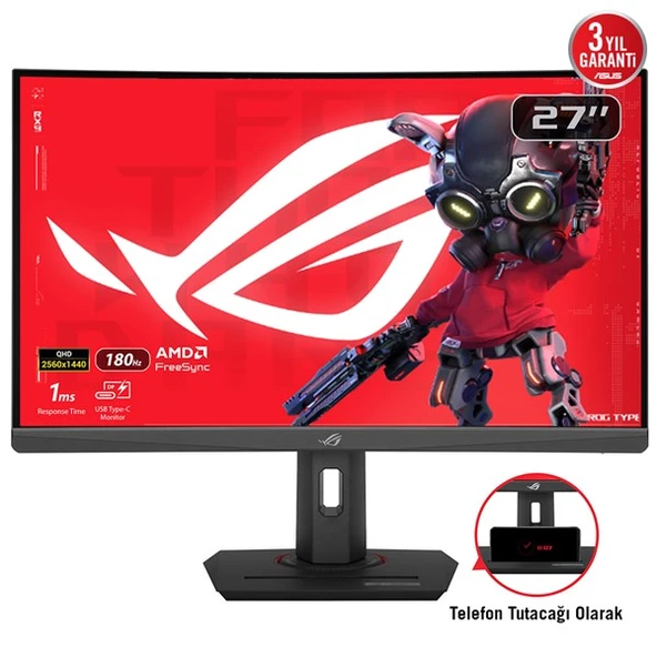 ASUS 27" IPS ROG STRIX XG27WCS 1MS 180HZ HDMI-DP TYPEC KAVISLI GAMING MONİTÖR 2560X1440 ürün görseli 1
