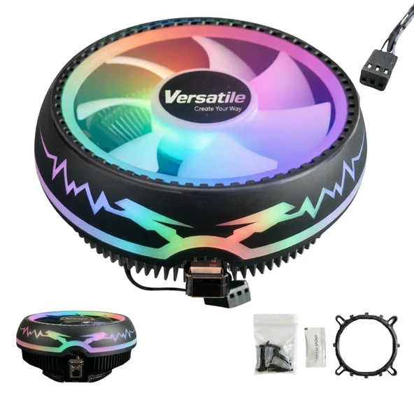 Versatile Intel Uyumlu UFO RGB CPU Fanı 775/115X/1366 İşlemci Soğutucu 3Pin ürün görseli 1