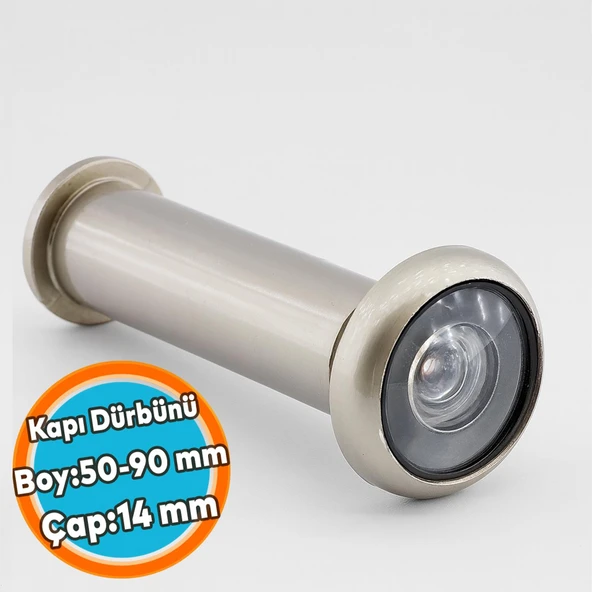 Ayarlanabilir Kapı Dürbünü Çelik Kapı Saten 50-90 mm Çap 14 mm ürün görseli 1