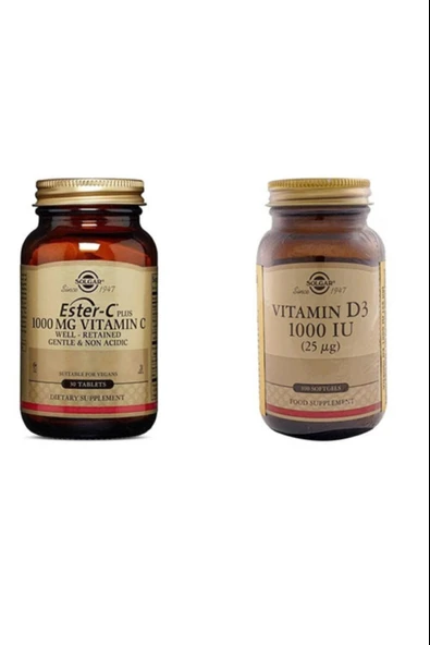 Solgar Ester-C Plus 1000mg 30 Tablet + Solgar Vitamin D3 1000 100 Tablet ürün görseli 1