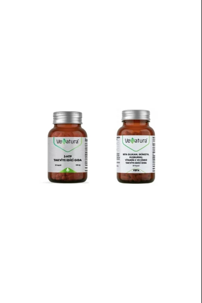 Venatura 5-HTP 30 Kapsül + VeNatura Beta Glukan, Ekinezya, Kuşburnu, Vitamin C, Çinko 30 Kapsül ürün görseli 1