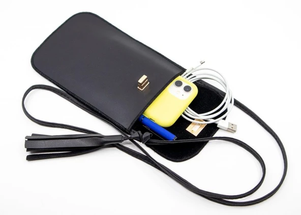 EYCH LAİLA Kadın Telefon Çantası Siyah ürün görseli 1