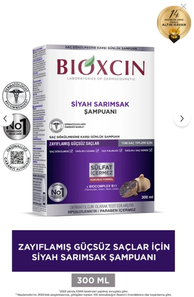Bioxcin Siyah Sarımsaklı Şampuan 300 Ml -  Yıpranmış Ve Hassas Saçlar ürün görseli 1
