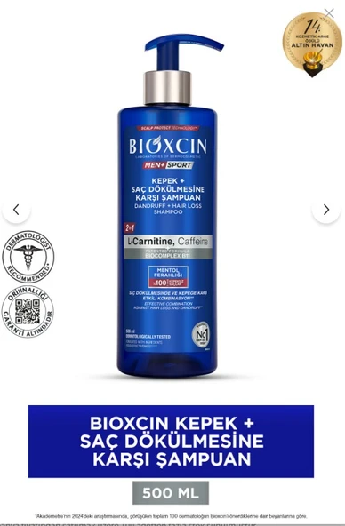 Bioxcin Men Sport Kepek Ve Saç Dökülmesine Karşı Şampuan 500 ml - Dökülme, Pullanma, Kaşıntı, Kepek Önleyici ürün görseli 1