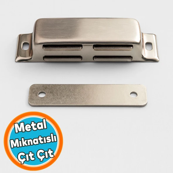 Paslanmaz Metal Mıknatıslı Çıt Çıt 8,5 cm Kapak Tutucu Dolap Çekmece Kapatma Mekanizması ürün görseli 1