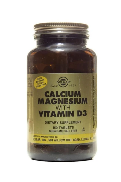 Solgar Calcium Magnesium Vitamin D3 150 Tablet - Resim 2