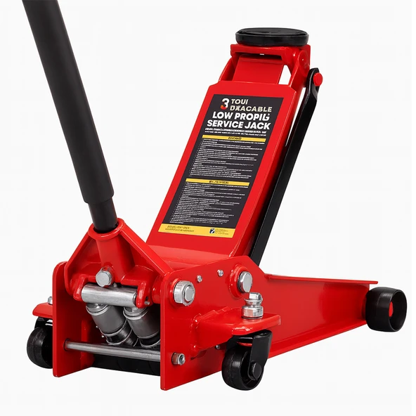 Arabalı Zemin Kriko 3 Ton Alçak Şase Profil Oto Araç Araba Kaldırma Kirko 75-51 cm Çift Pistonlu ürün görseli 1