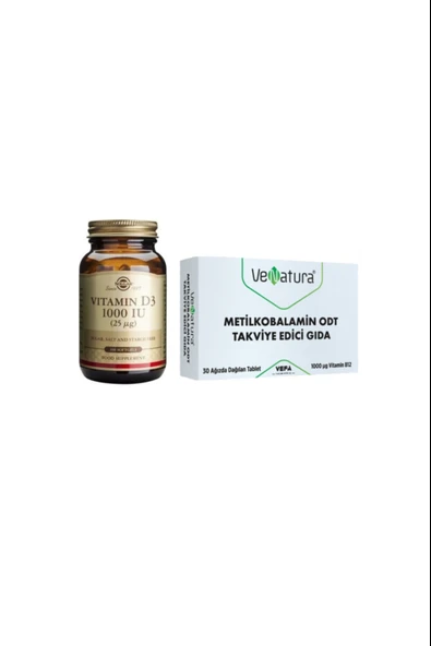 Venatura Vitamin B12 Metilkobalamin ODT 30 Tablet+ Solgar Vitamin D3 1000ıu 100 Kapsül ürün görseli 1