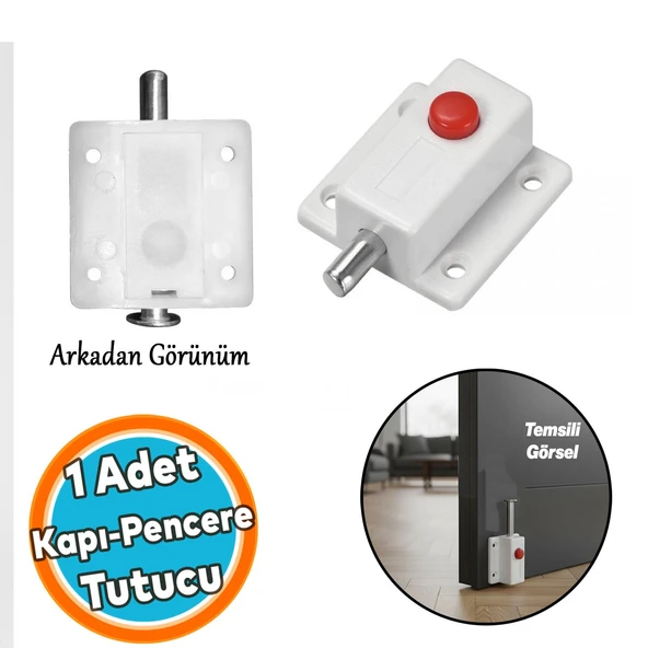 Beyaz Düğmeli Yaylı Kapı Mobilya Dolap Kilidi Plastik 1 Adet Kapı Tutucu Stoper Kilitleme Aparat ürün görseli 1
