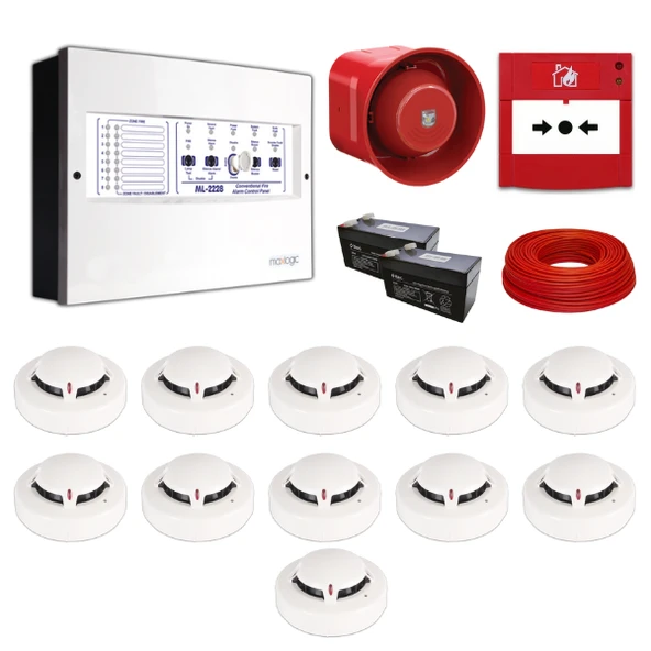 Mavigard Maxlogic 11’li Konvansiyonel Yangın Alarm Seti 100 Metre Kablo Dahil ürün görseli 1