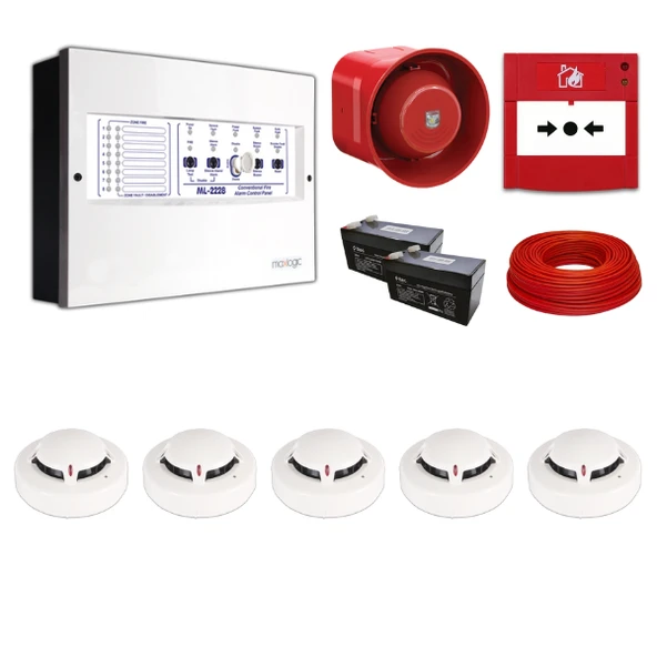 Mavigard Maxlogic 5’li Konvansiyonel Yangın Alarm Seti 100 Metre Kablo Dahil ürün görseli 1