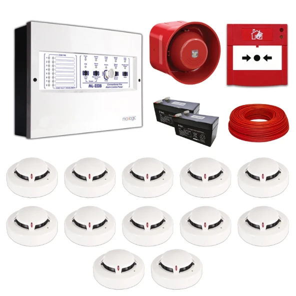Mavigard Maxlogic 12’li Konvansiyonel Yangın Alarm Seti 100 Metre Kablo Dahil ürün görseli 1