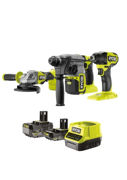 Ryobi RCK183D-242S Akülü Kömürsüz 3'lü Set Vidalama + Kırıcı Delici + Taşlama - 1x4.0Ah + 1x2.0Ah + Şarj Cihazı - 5133005567 ürün görseli 1