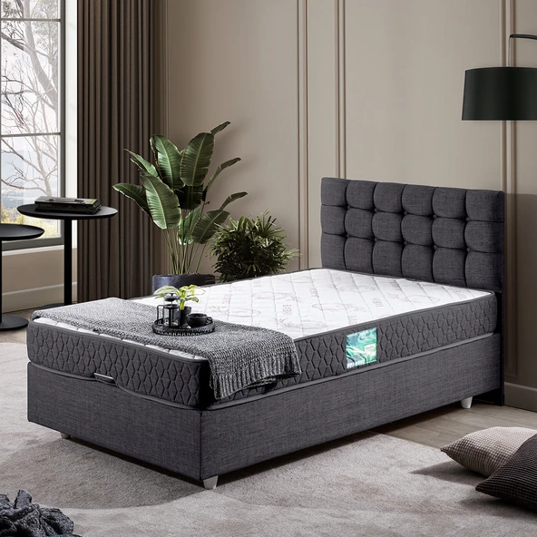 Venedik Tek Kişilik Baza Başlık Comfort Yatak Seti - Antrasit ürün görseli 1