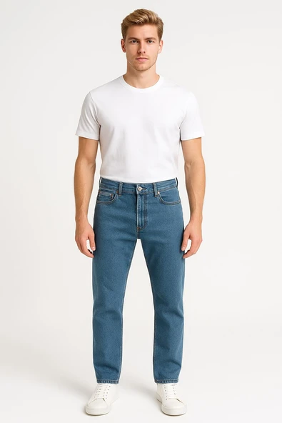 Erkek Slim Fit Dar Paça Esnek Likralı Denim Jeans Kot Pantolon - 7411 ürün görseli 1