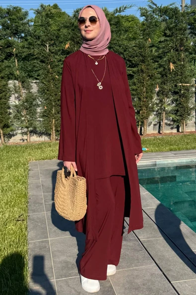 Yaren Üçlü Takım Bordo - Resim 7