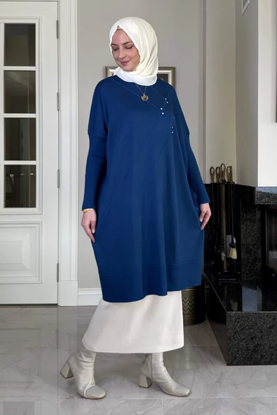 Melda Triko Tunik İndigo - Resim 4