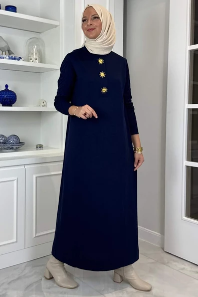 Güneş Triko Elbise Lacivert - Resim 3