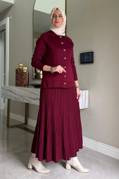 Yonca Triko Takım Bordo - Resim 3