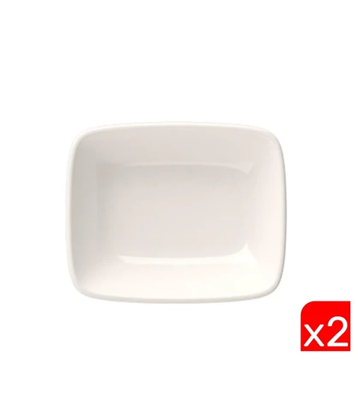Tabak Evi Porselen Quadro Dikdörtgen Kayık Tabak 14X9,8cm 2 li ürün görseli 1