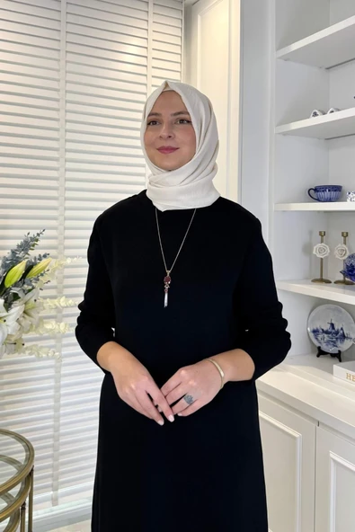 Öykü Çelik Örme Triko Elbise Siyah - Resim 2