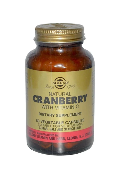 Solgar Cranberry Extract with Vitamin C 60 Kapsül ürün görseli 1