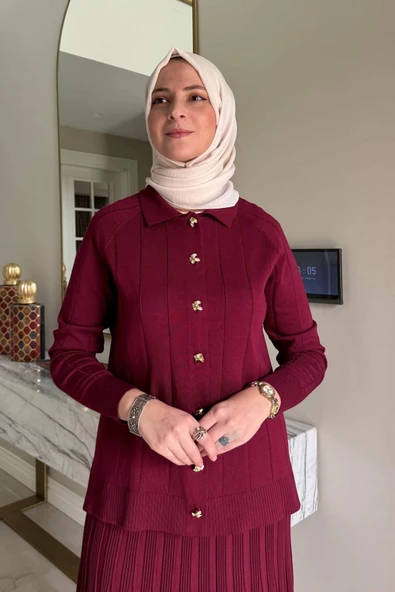 Yonca Triko Takım Bordo - Resim 2