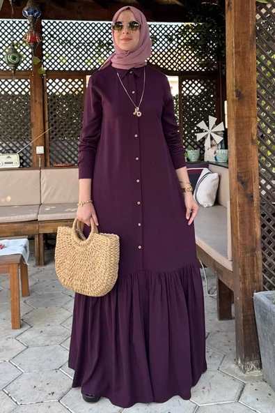 Süreyya Gömlek Elbise Mürdüm ürün görseli 1