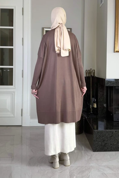 Melda Triko Tunik Sütlü Kahve - Resim 5