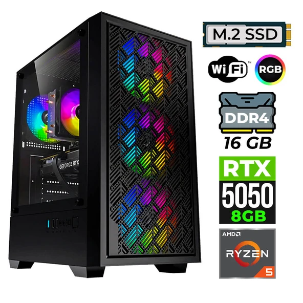 Xaser BladeX30 Ryzen 5 5600 16GB Ram 512GB M.2 NVMe SSD 8GB RTX5050 Oyuncu Tavsiye Sistem ürün görseli 1