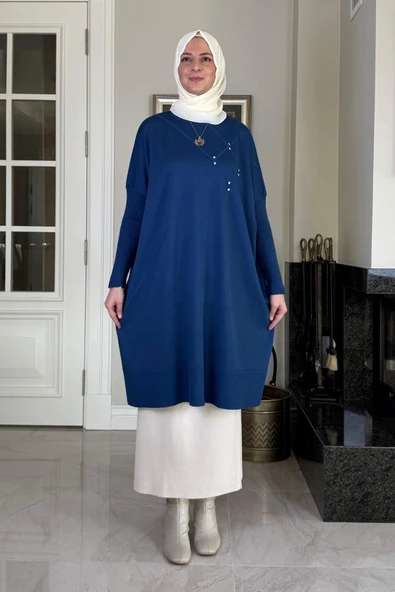 Melda Triko Tunik İndigo - Resim 3