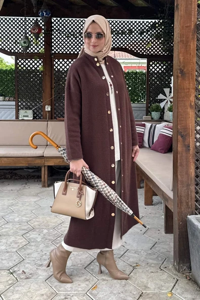 Yakut Angora Triko Kap Kahve - Resim 8