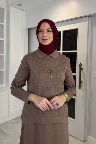 Kumsal Triko Takım Sütlü Kahve - Resim 2