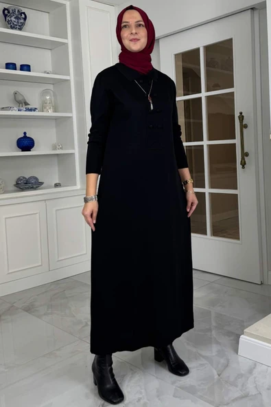 Laçin Triko Elbise Siyah - Resim 4