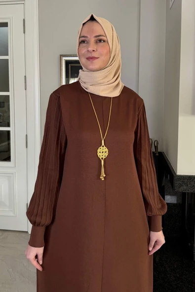 Ecem Triko Elbise Kahve - Resim 2
