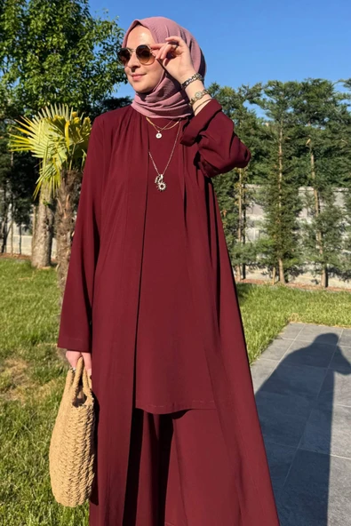 Yaren Üçlü Takım Bordo - Resim 5