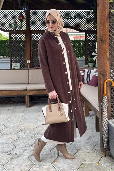 Yakut Angora Triko Kap Kahve - Resim 6