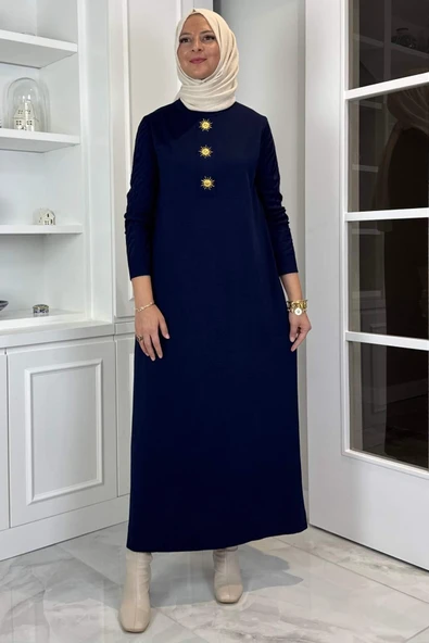 Güneş Triko Elbise Lacivert - Resim 6