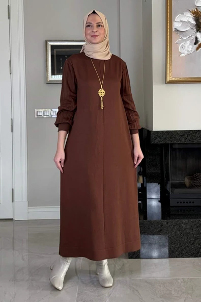 Ecem Triko Elbise Kahve - Resim 4