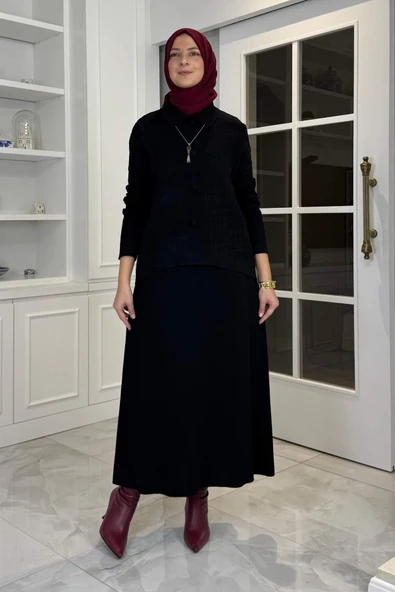 Kumsal Triko Takım Siyah - Resim 4