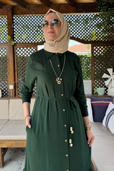 Süreyya Gömlek Elbise Zümrüt - Resim 2