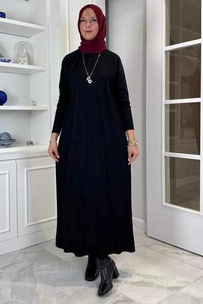 Beyza Fitilli Triko Elbise Siyah - Resim 3